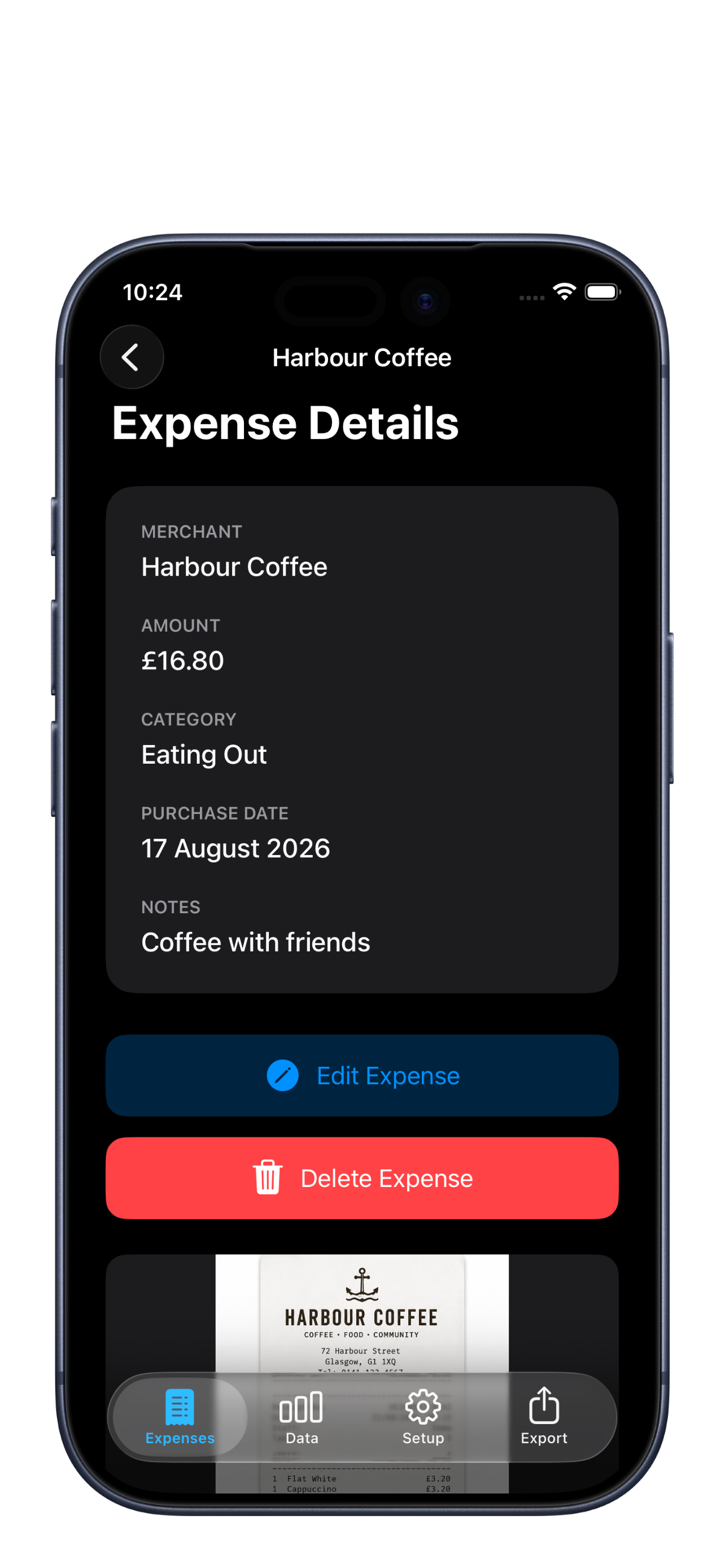 ExpenseDor expense with attached receipt