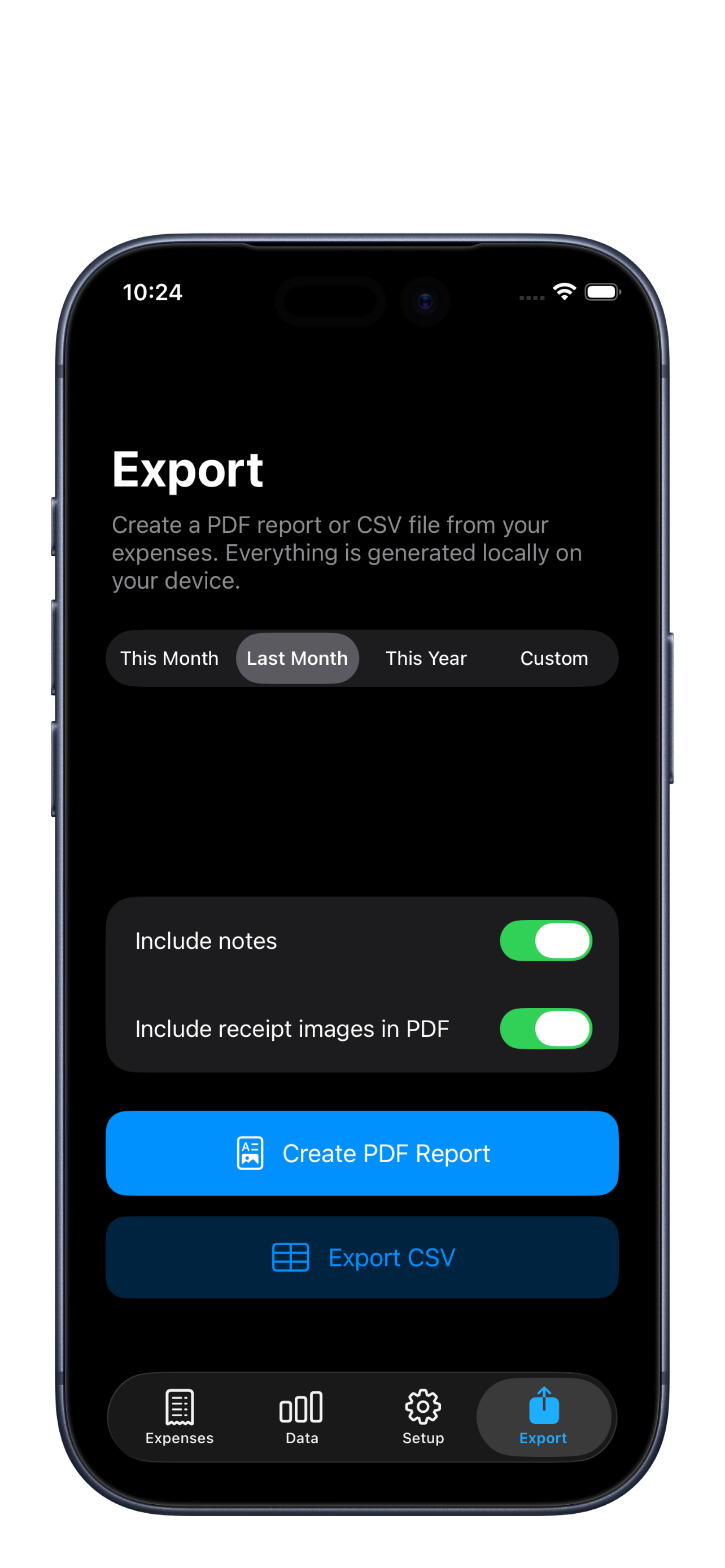 ExpenseDor export screen